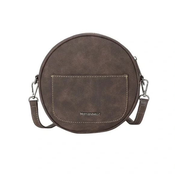 Montana West Floral Embroidered Collection Circle Bag/Crossbody Coffee - Picture 2 of 6